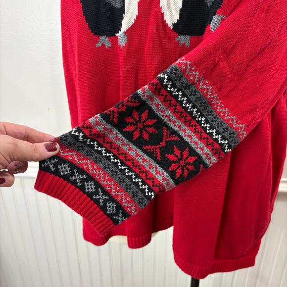 Coldwater Creek Plus Size 2X Penguin Sweater Red Winter Holiday Winter Christmas - Picture 5 of 13